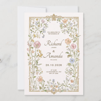 Elegante Florale Hochzeits-Einladung Einladung
