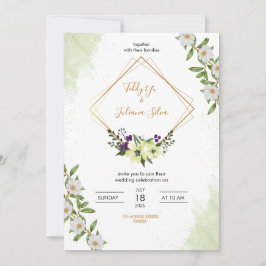 Elegante Florale Hochzeits-Einladung Einladung