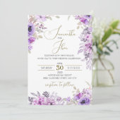 Elegante Florale Hochzeits-Einladung Einladung (Stehend Vorderseite)