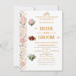 Elegante Florale Hochzeits-Einladung Einladung