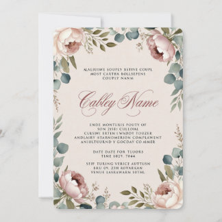 Elegante Florale Hochzeits-Einladung Einladung