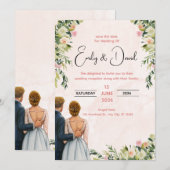 Elegante Florale Hochzeits-Einladung Einladung (Vorne/Hinten)