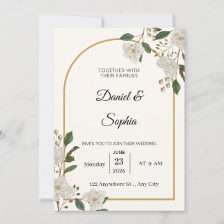Elegante Florale Hochzeits-Einladung Einladung