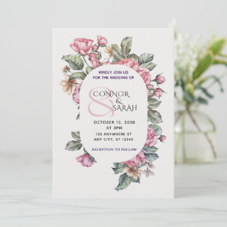 Elegante Florale Hochzeits-Einladung – Minimalisti Einladung