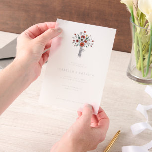 Elegante Florale Hochzeits-Einladung Pergament Einladungen