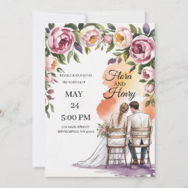 Elegante Florale Hochzeits-Einladung | Romantische Einladung