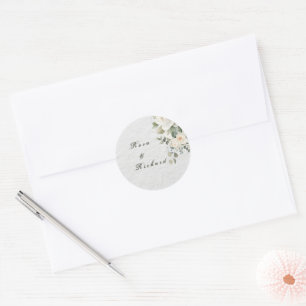 Elegante Florale Hochzeits-Einladung Runder Aufkleber