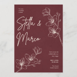 Elegante Florale Hochzeits-Einladung – Tiefes Maro Programm