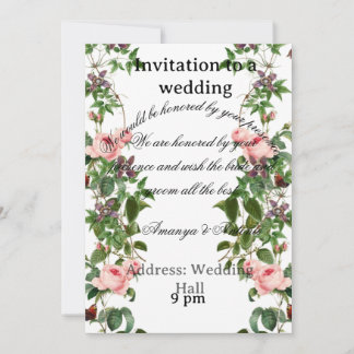 Elegante Florale Hochzeits-Einladungskarte Einladung