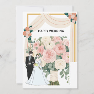 Elegante Florale Hochzeits-Einladungskarte  Karte