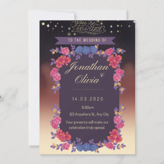 Elegante Florale Hochzeits-Einladungskarte – Roman Einladung