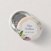 Elegante Florale Hochzeits-Einladungsvorlage Button (Vorne & Hinten)