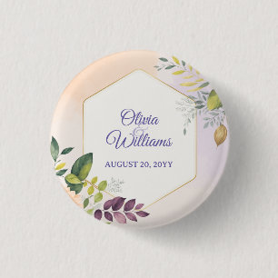 Elegante Florale Hochzeits-Einladungsvorlage Button