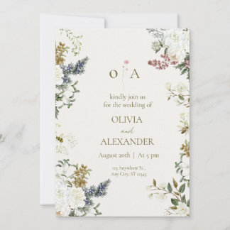 Elegante Florale Hochzeits-Einladungsvorlage Einladung