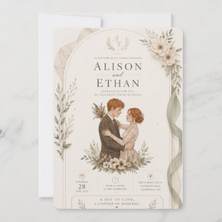 Elegante Florale Hochzeits-Einladungsvorlage Einladung