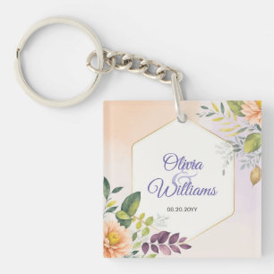 Elegante Florale Hochzeits-Einladungsvorlage Schlüsselanhänger