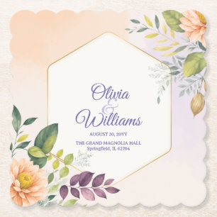 Elegante Florale Hochzeits-Einladungsvorlage Untersetzer