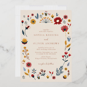 Elegante Florale Hochzeits-Roségold-Folie-Einladun Folieneinladung