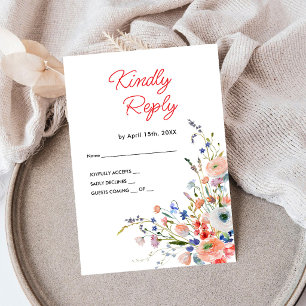 Elegante Florale Hochzeits-RSVP-Karte RSVP Karte