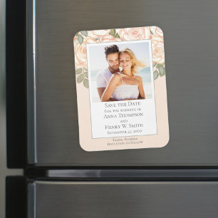 Elegante florale Hochzeitsankündigung mit Foto Magnet
