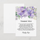 Elegante Florale Hochzeitsdusche in Lila Dankeskarte (Vorne/Hinten)