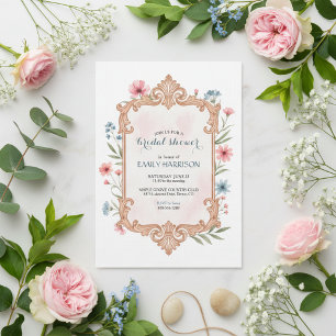 Elegante Florale Hochzeitsduscheinladung im Rahmen Einladung