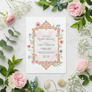 Elegante Florale Hochzeitsduscheinladung im Rahmen Einladung