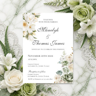 Elegante Florale Hochzeitseinladung Einladung