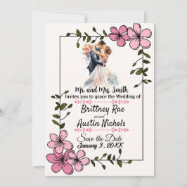 Elegante Florale Hochzeitseinladung für Paare Einladung