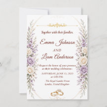 Elegante Florale Hochzeitseinladung mit goldenem R