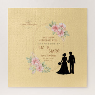 Elegante Florale Hochzeitseinladung Puzzle