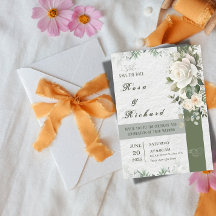Elegante Florale Hochzeitseinladung & Save-the-Dat