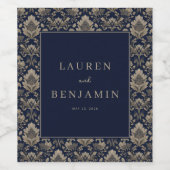 Elegante Florale Hochzeitseinladung Weinetikett (Einzelnes Label)