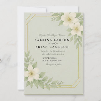 Elegante Florale Hochzeitseinladungskarte mit Grün Einladung