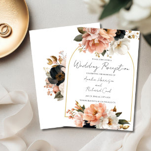 Elegante Florale Hochzeitsempfangs-Einladungskarte Einladung