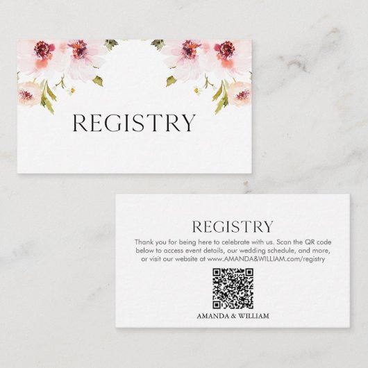 Elegante florale Hochzeitskarte Begleitkarte (Vorne/Hinten)