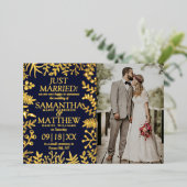 Elegante florale Hochzeitskarte Foto Folieneinladung (Stehend vorne)