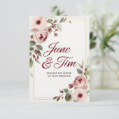 Elegante florale Hochzeitskarte mit Rose Karte (Stehend Vorderseite)