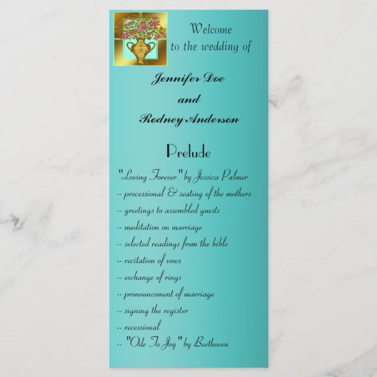 Elegante florale Hochzeitskarte Programm (Vorderseite)