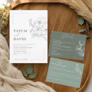 Elegante florale Hochzeitskarte RSVP Begleitkarte