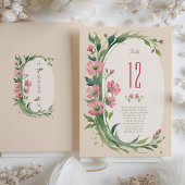 Elegante florale Hochzeitskarte Tischnummer