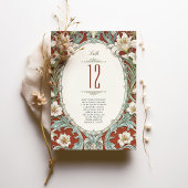 Elegante florale Hochzeitskarte Tischnummer