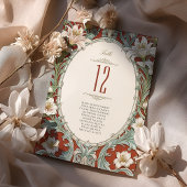 Elegante florale Hochzeitskarte Tischnummer