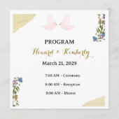 Elegante Florale Hochzeitsprogrammkarte Programm (Vorderseite)