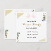 Elegante Florale Hochzeitsprogrammkarte Programm (Vorne/Hinten)
