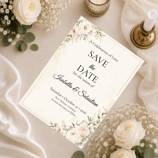Elegante Florale Hochzeitssuite Save The Date