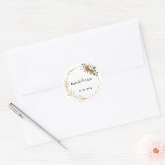 Elegante florale Hochzeitsticker Runder Aufkleber