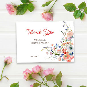 Elegante Florale Hochzeitstorte Dankeskarte
