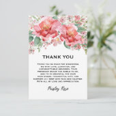 Elegante Florale Hochzeitstorte in Rosa für einen  Dankeskarte (Stehend Vorderseite)