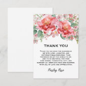 Elegante Florale Hochzeitstorte in Rosa für einen  Dankeskarte (Vorne/Hinten)